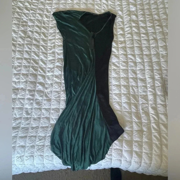 Black halo jersey knit asymmetrical colorblock dress - Picture 1 of 5